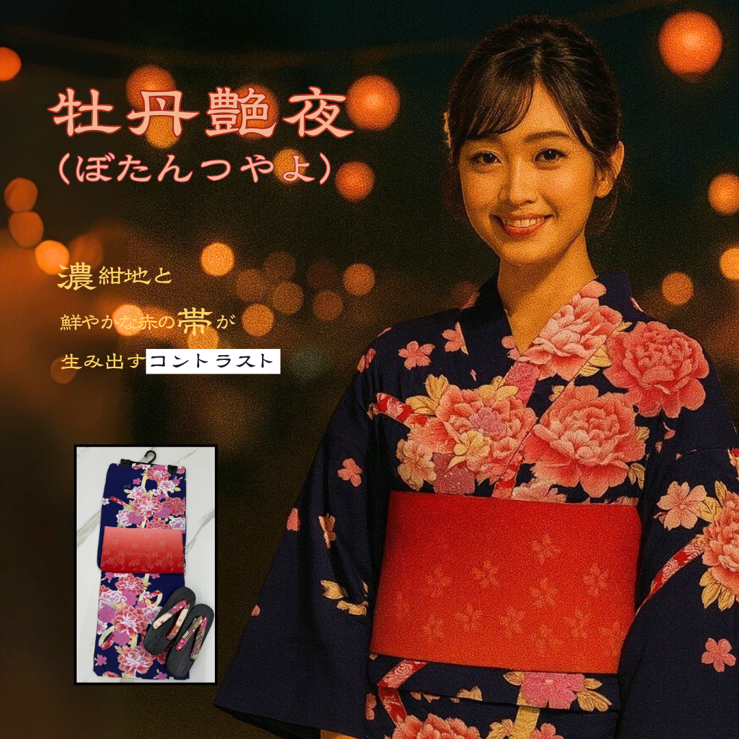【老舗・京呉服 平田】浴衣・帯・下駄 3点セット+飾り帯のおまけつき(全5セット限定)第一弾