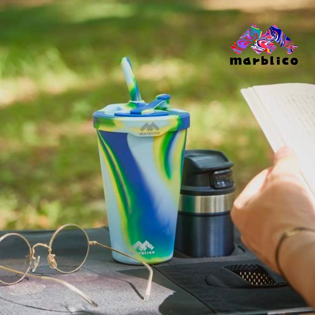 marblico CUP and CAP and STRAWセット 480ml 高さ15cm 上部幅9.5cm 下部幅6.3cm Marblicoブランド商品