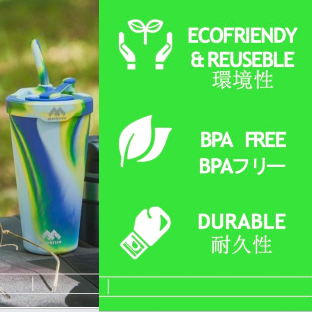 marblico CUP and CAP and STRAWセット 480ml 高さ15cm 上部幅9.5cm 下部幅6.3cm Marblicoブランド商品